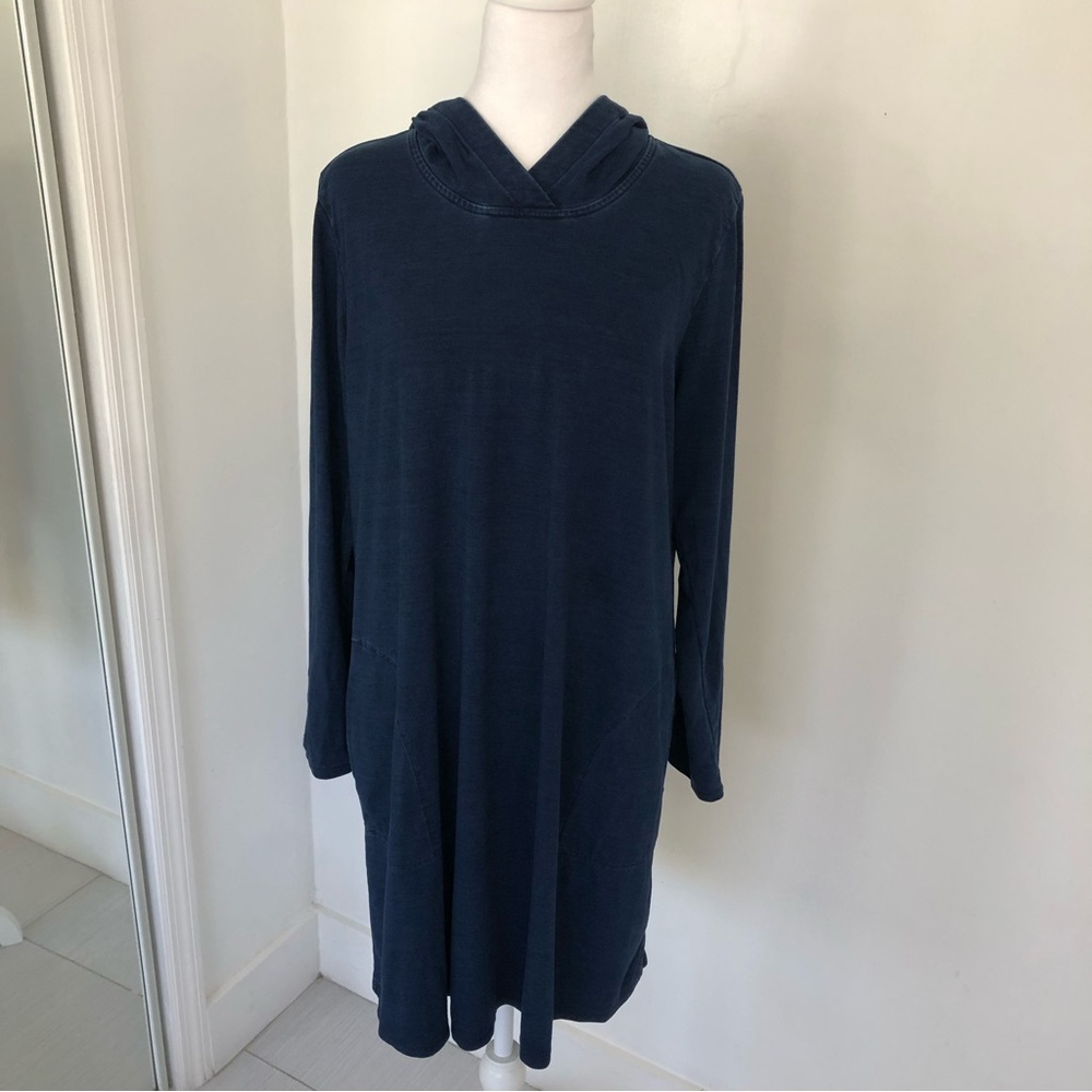 Pure Jill Indigo J.Jill Women’s Blue Wash Long Sleeve Hoodied Tunic Sz M